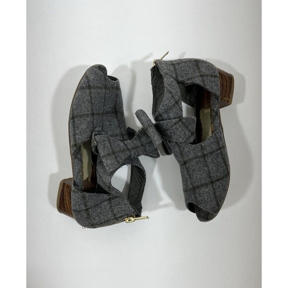 Joyfolie Girls Size 13 Bow Booties In London Fog, Gray Plaid! - Picture 3 of 9